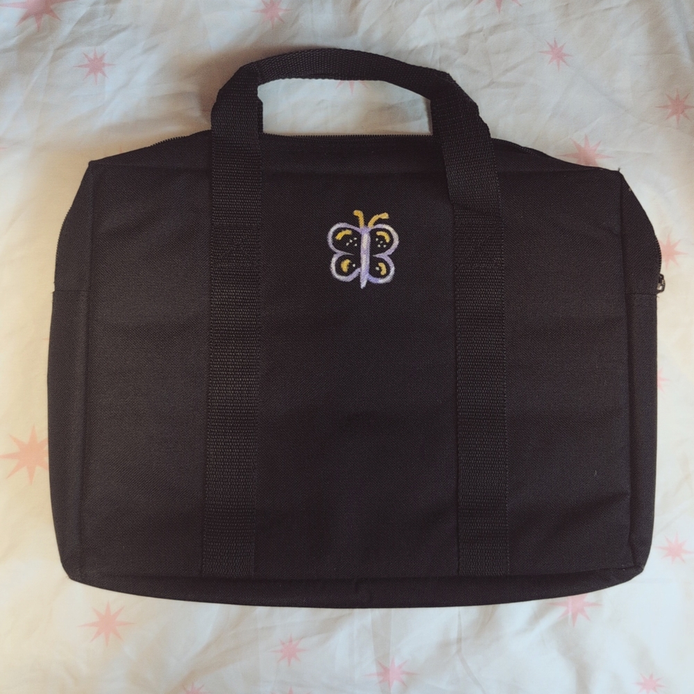 Black Butterfly Embroidered Laptop Case